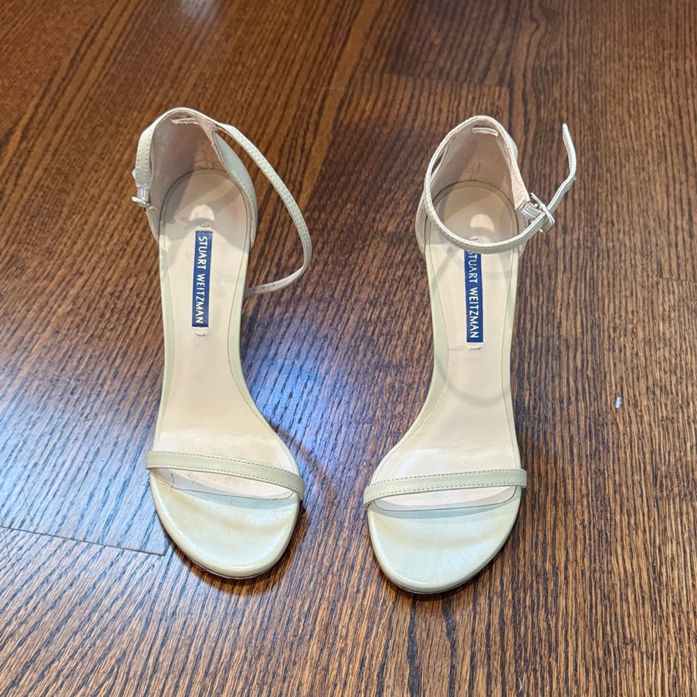 Stuart Weitzman Cream Ankle Strap Heels